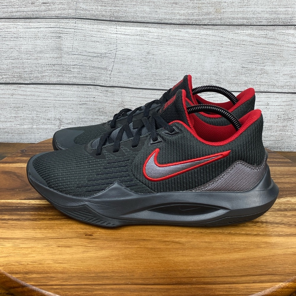 Nike Precision 5 Anthracite Gym Red Basketball Shoe CW3403-007 Men’s Size 8.5